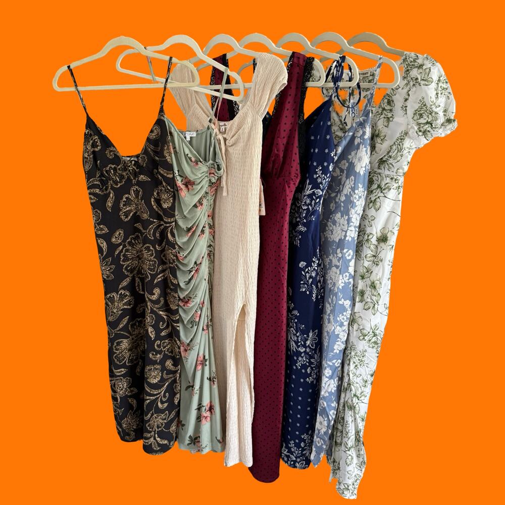 Lot of 7 Dresses Floral Cottagecore Y2K Midi Mini Dress Bundle M/L NWT